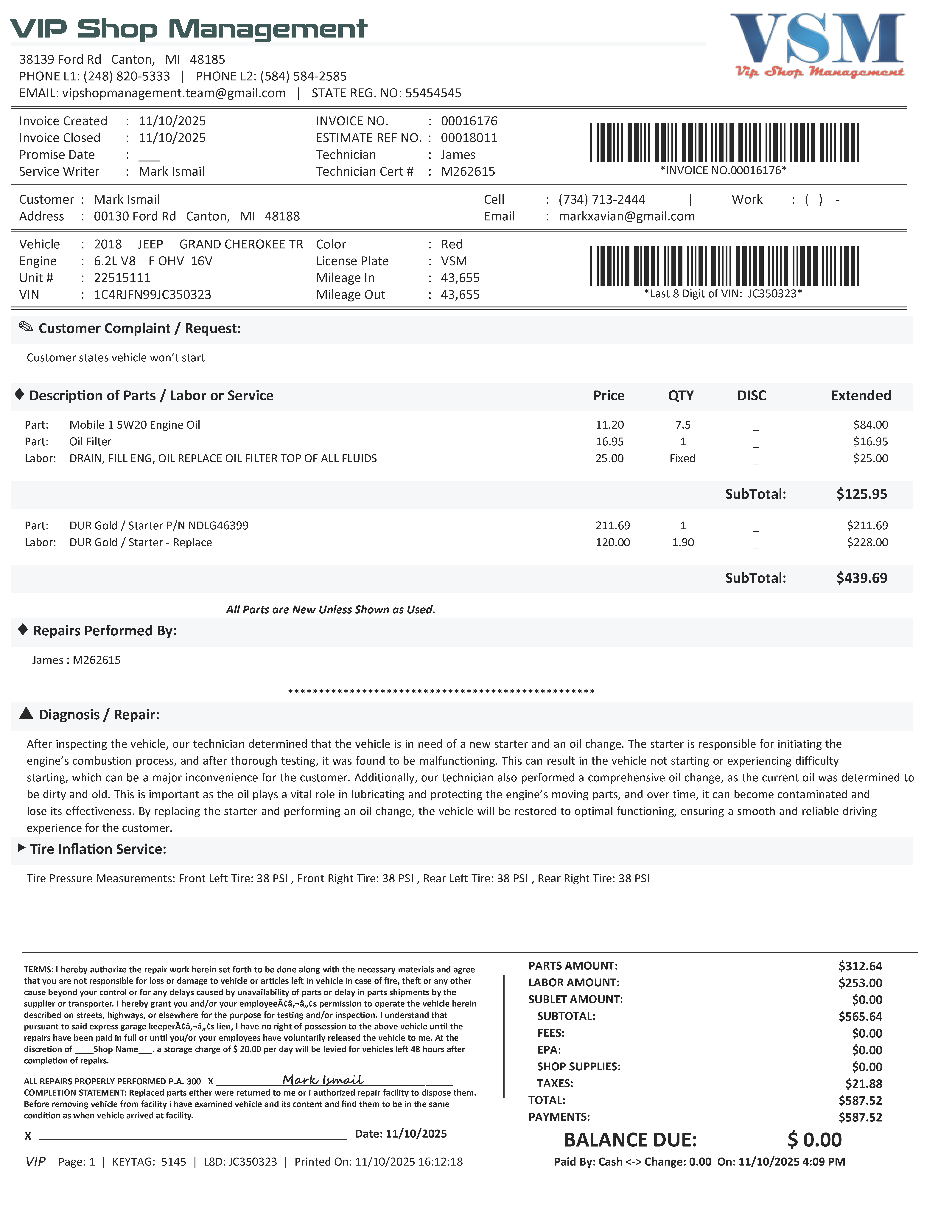 VIP Shop Management Professional Invoice